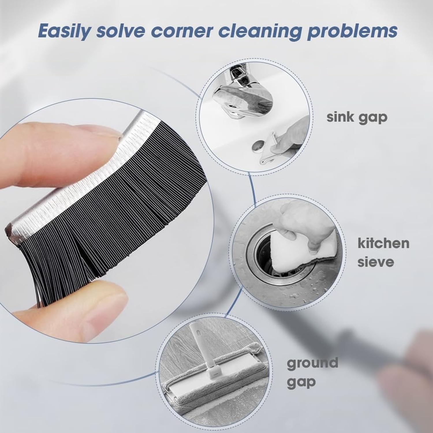 Durable 3-Piece Crevice Cleaning Brush Set with Hanging Hole for Easy Storage
