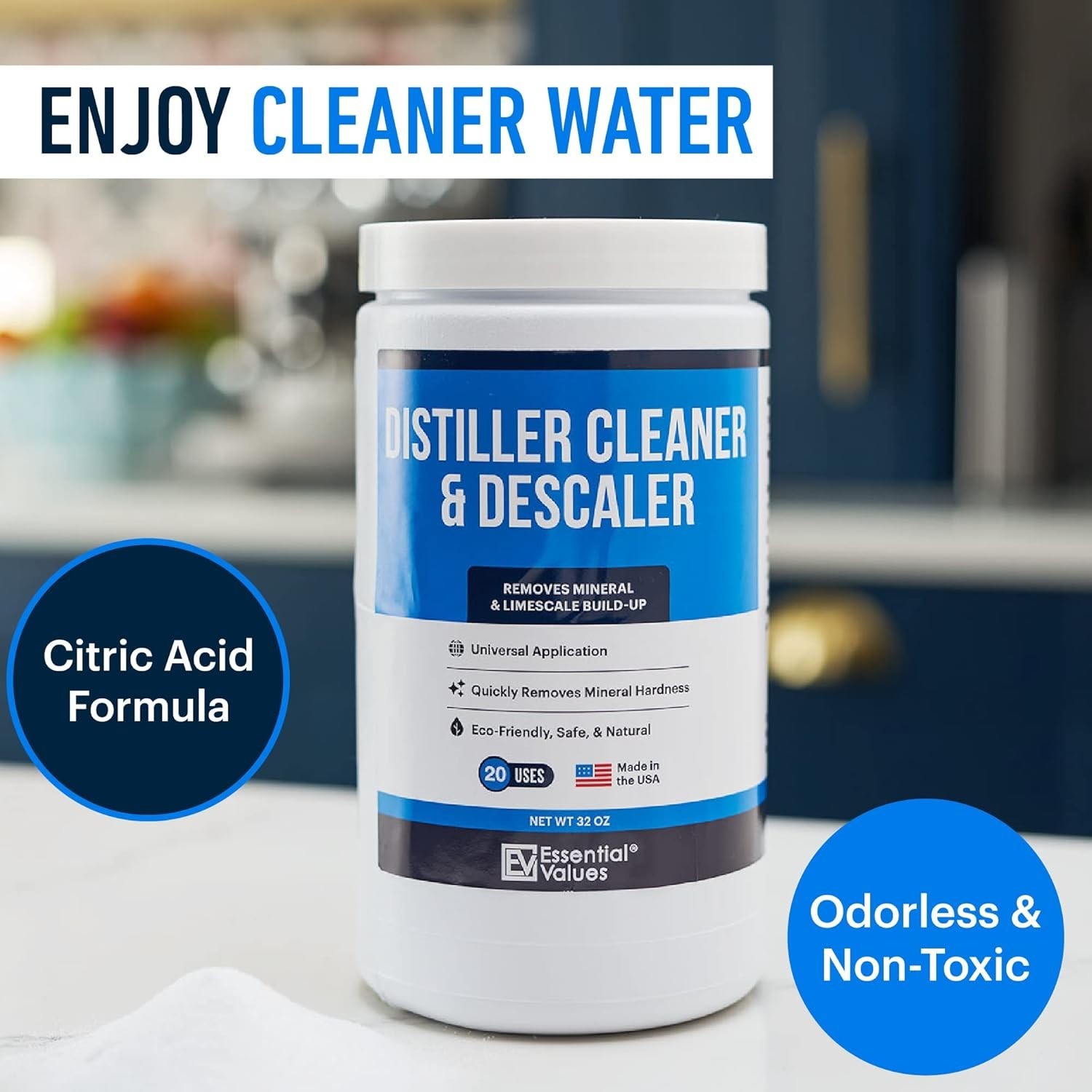 Essential Values Distiller Cleaner Descaler – 2 LBS Water Distiller Cleaner – Ci