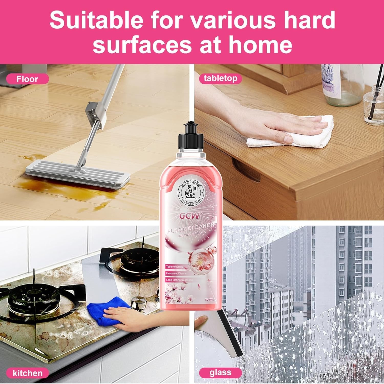 Pack of 2 GCW 500ml All Purpose Liquid Floor Cleaner Floor Bathroom Sakura Scent