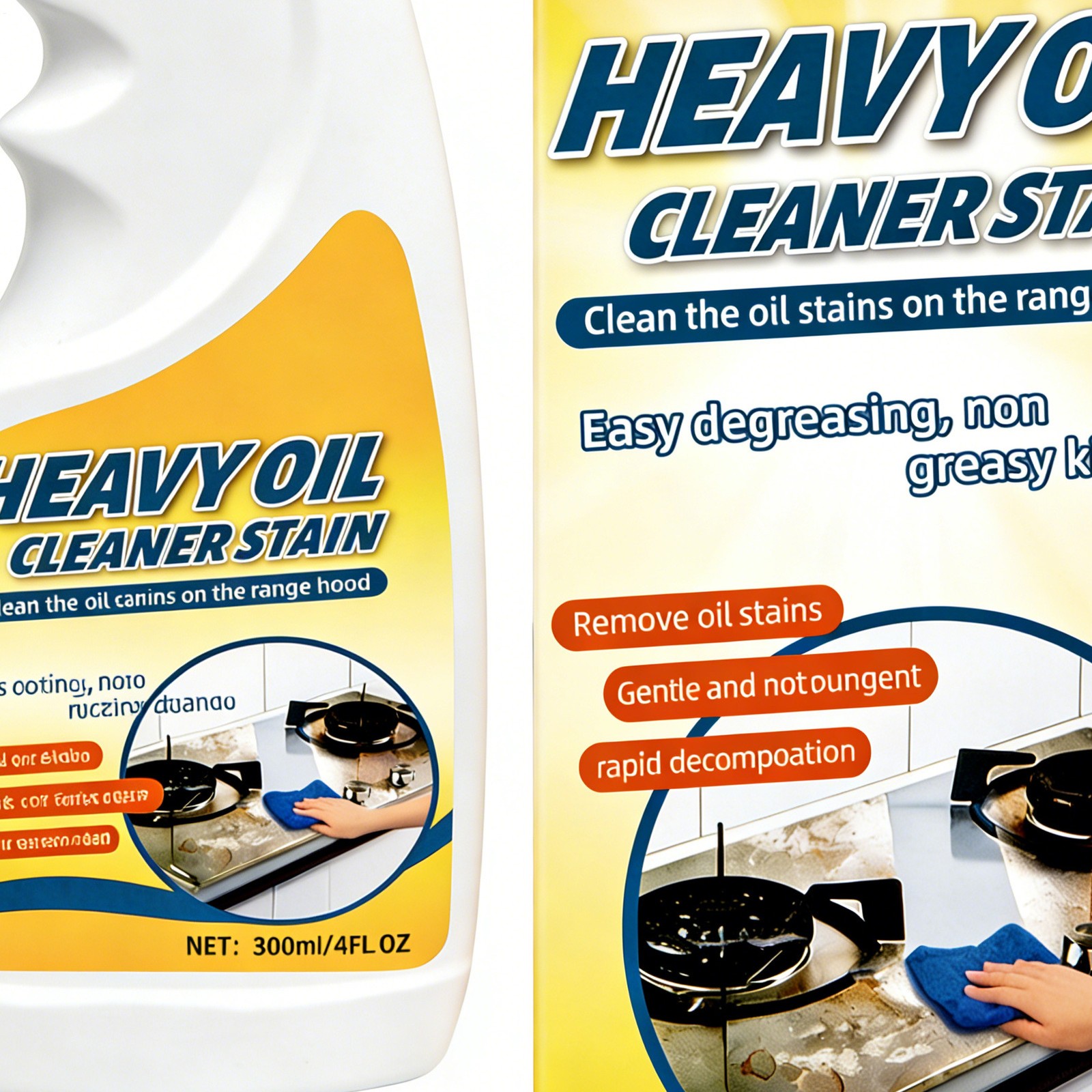 300ml Kitchen Heavy Oil Cleaner, All Purpose Kitchens Heavy Oil Cleaning Agent.