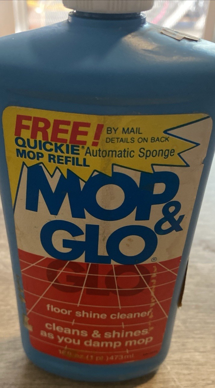 Vintage Mop & Glo Floor Shine Cleaner Movie Prop 1 Quart Bottle 32oz