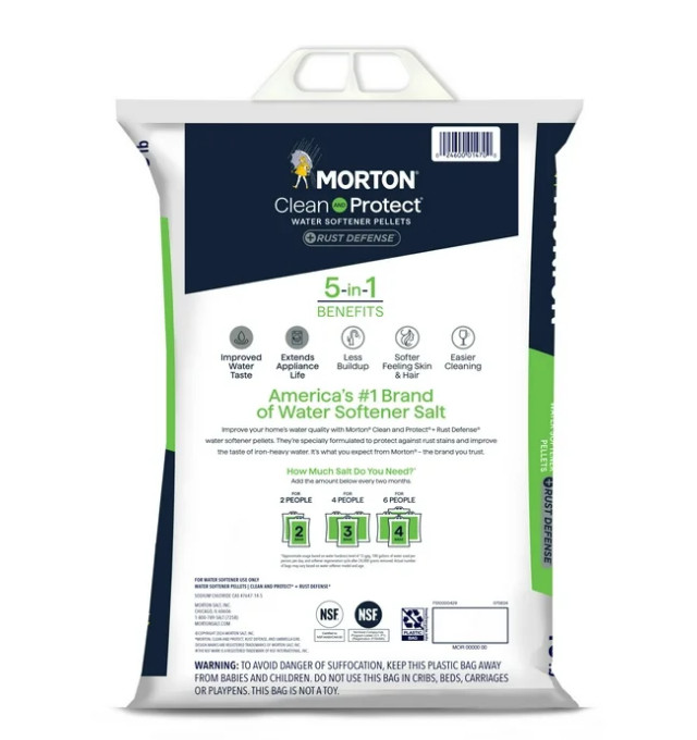 4 pack Morton Clean & Protect Rust Defense Water Softener Salt Pellets, 40lb Bag