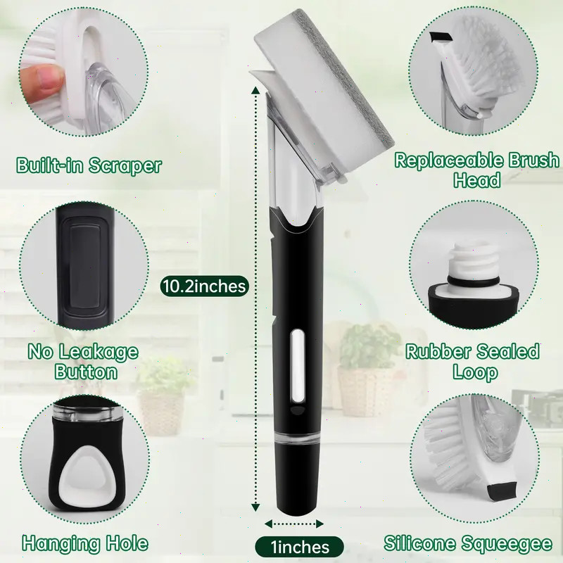 Soap Dispensing Dish Scrub Brush, Cleaning Brush for Kitchen, for Pot Pan Sink