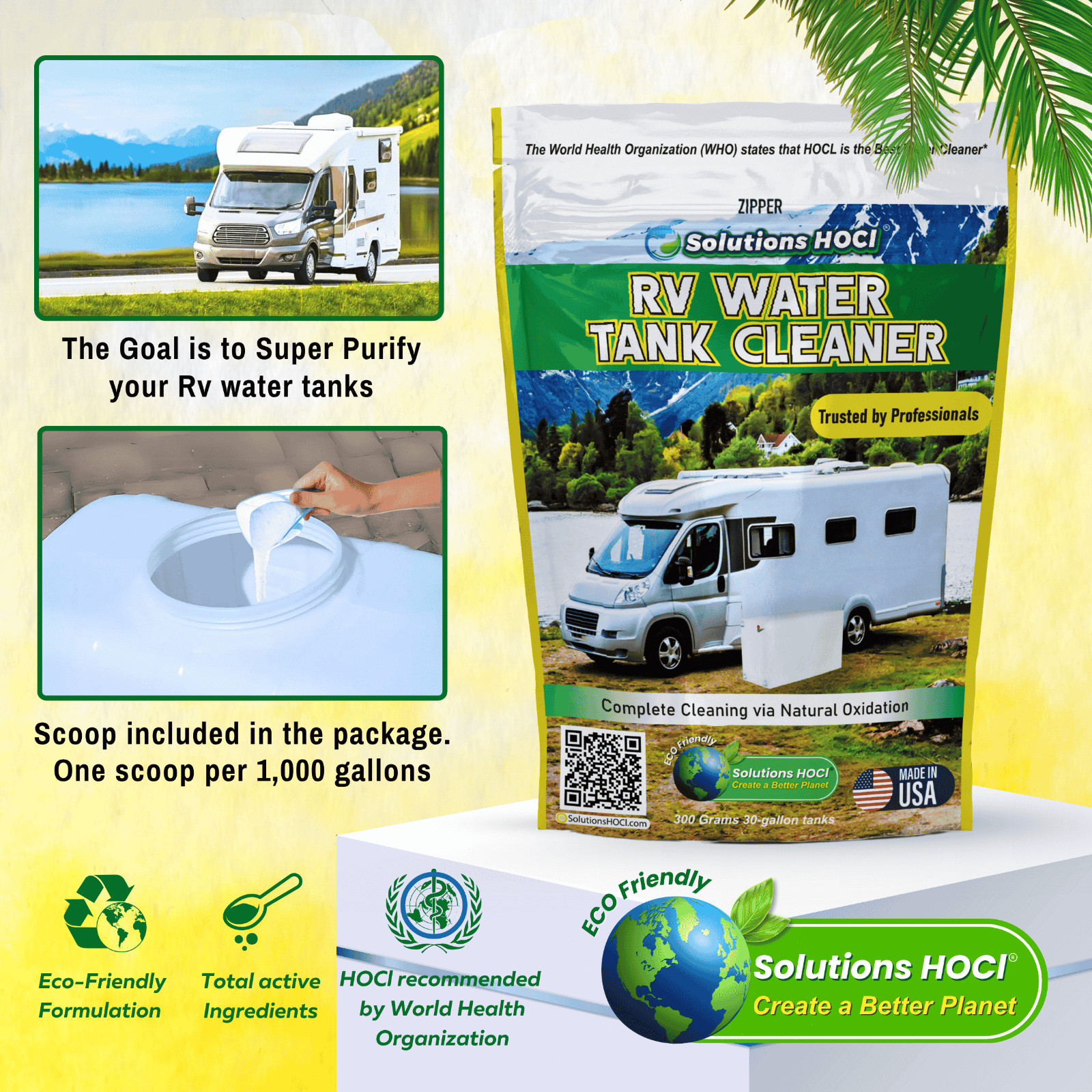 RV Water Tank Cleaner 300g – Bleach-Free Powder for Fresh & Gray Tanks