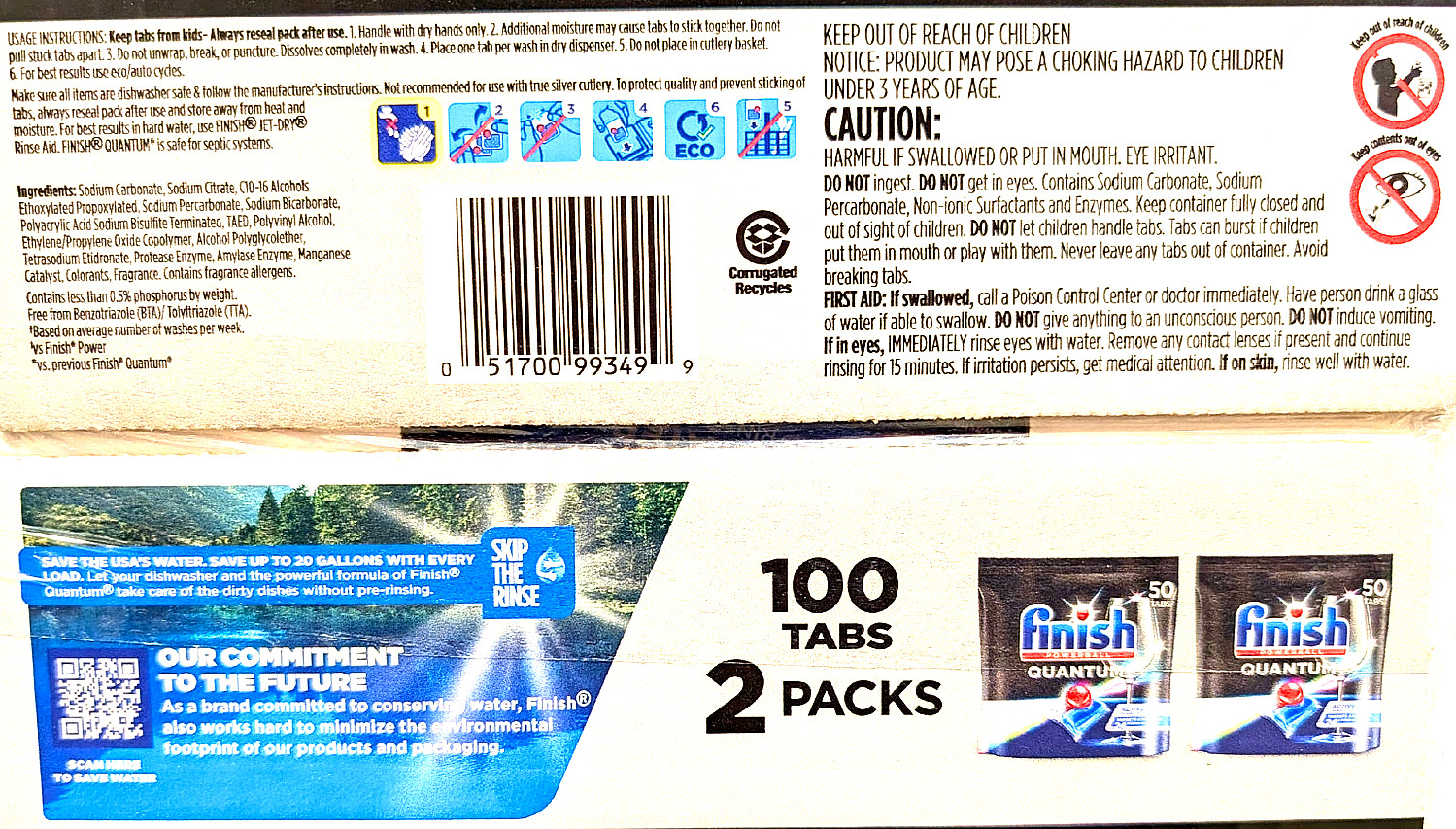 Finish Quantum Power Ball Automatic Dishwasher Detergent 2 x50 Tabs 100 Count