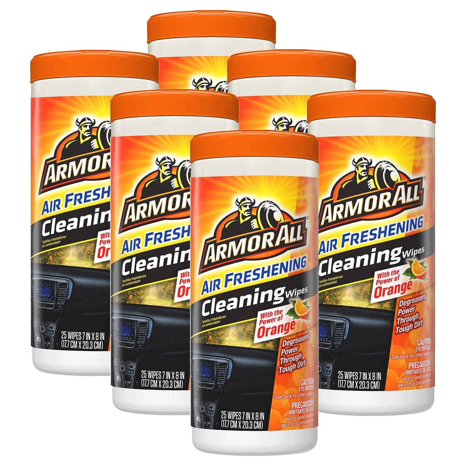 Lint-Free Orange Air Freshening Car Cleaning Wipes – 6 Pack, Auto Detailing Supp