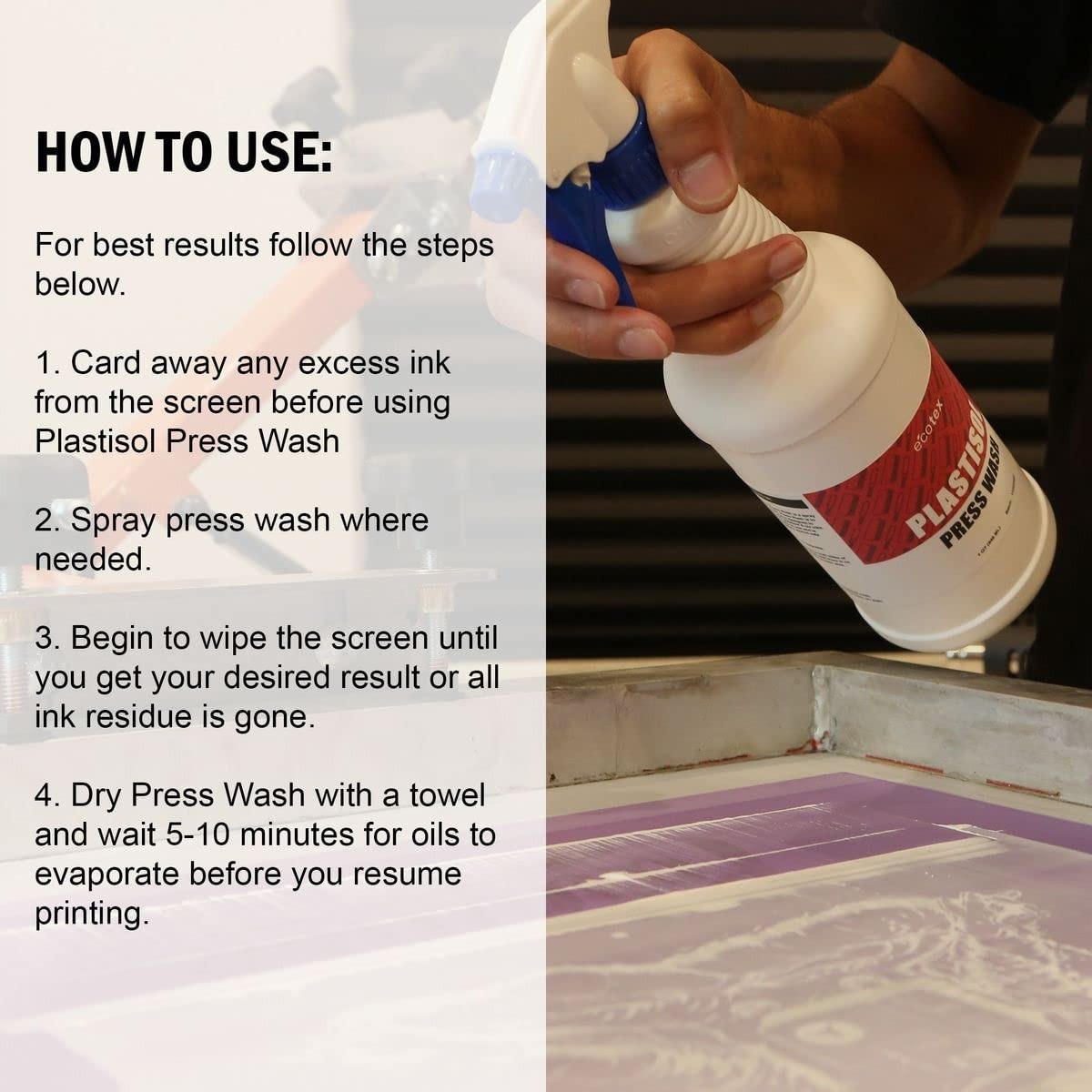 Ecotex Plastisol Press Wash Screen Printing Ink Cleaner Degreaser 32 oz