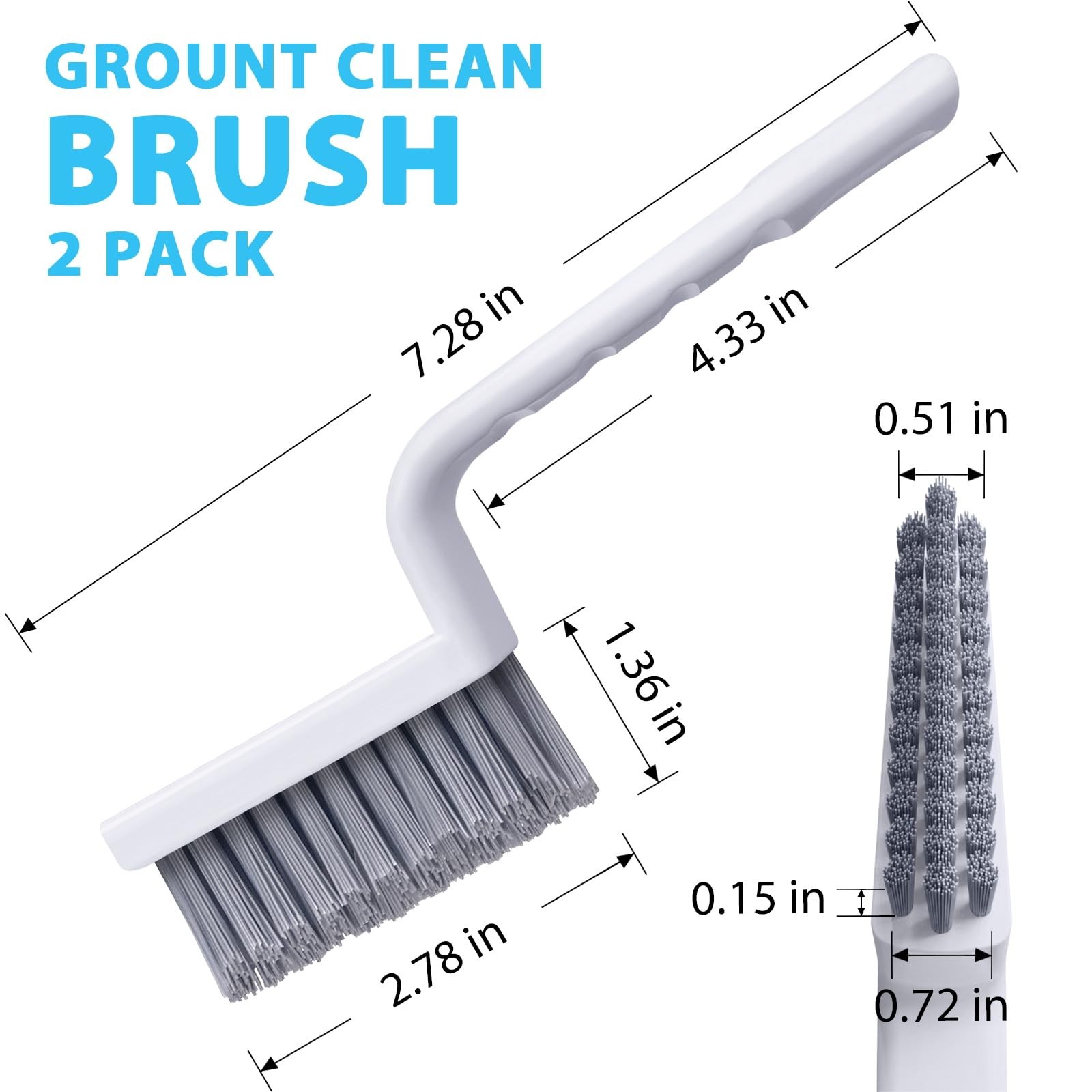 2 Pieces V Shape Grout Cleaner Brush Set, Stiff Bristles for Tile and Bathroom