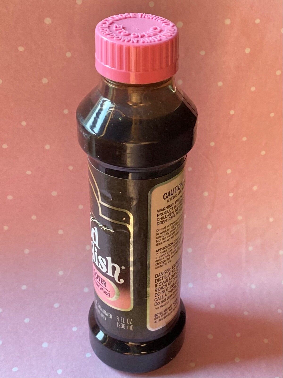 Vintage Old English Scratch Cover For Light To Medium Woods 8 oz Pink Lid HTF