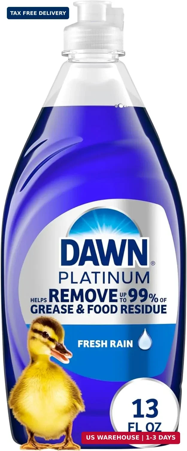Dawn Platinum Dish Soap, Fresh Rain Scent Liquid Dishwashing Detergent, Powerful