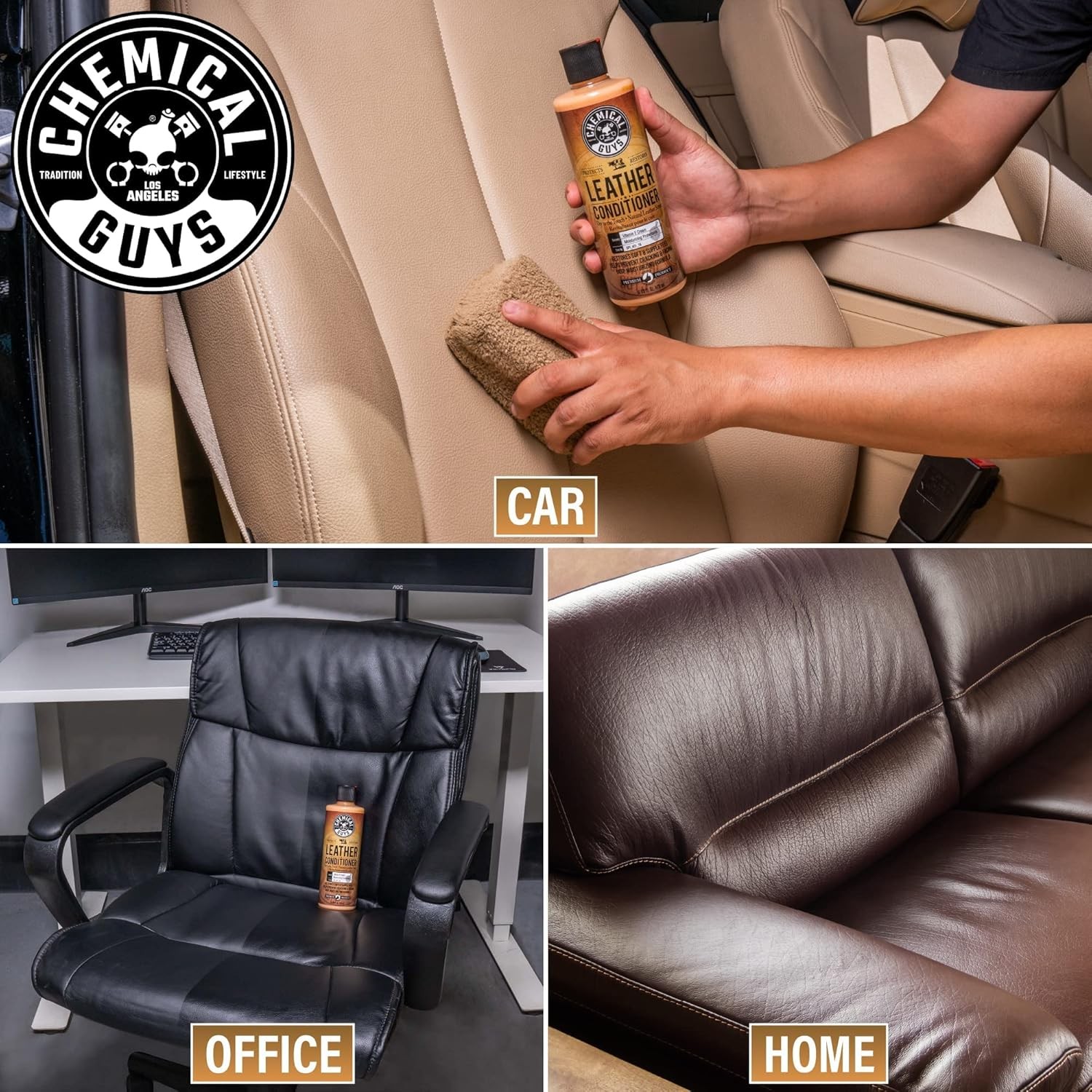 Chemical Guys 16 Fl Oz Leather Cleaner Kit for Car Interior Cleaner and