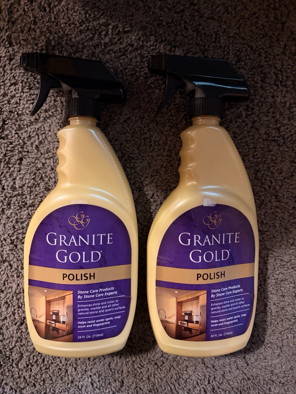 2- Granite Gold 24oz trigger spray POLISH Granite Marble Travertine & Quartz