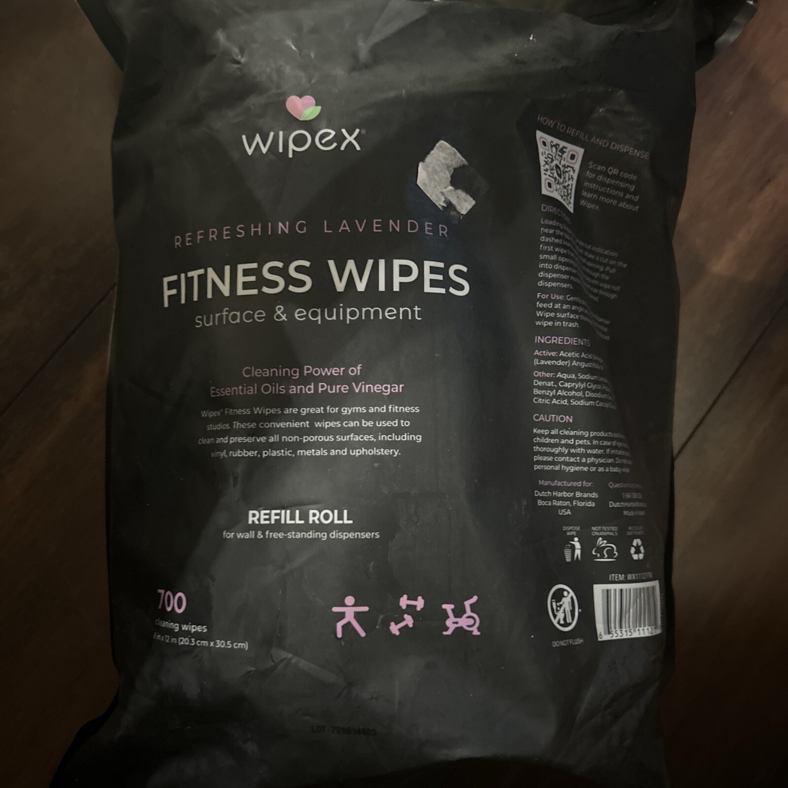 Wipex Gym & Fitness Wipes Refill Pack 700 Large Natural Wipes with Vinegar & Lem