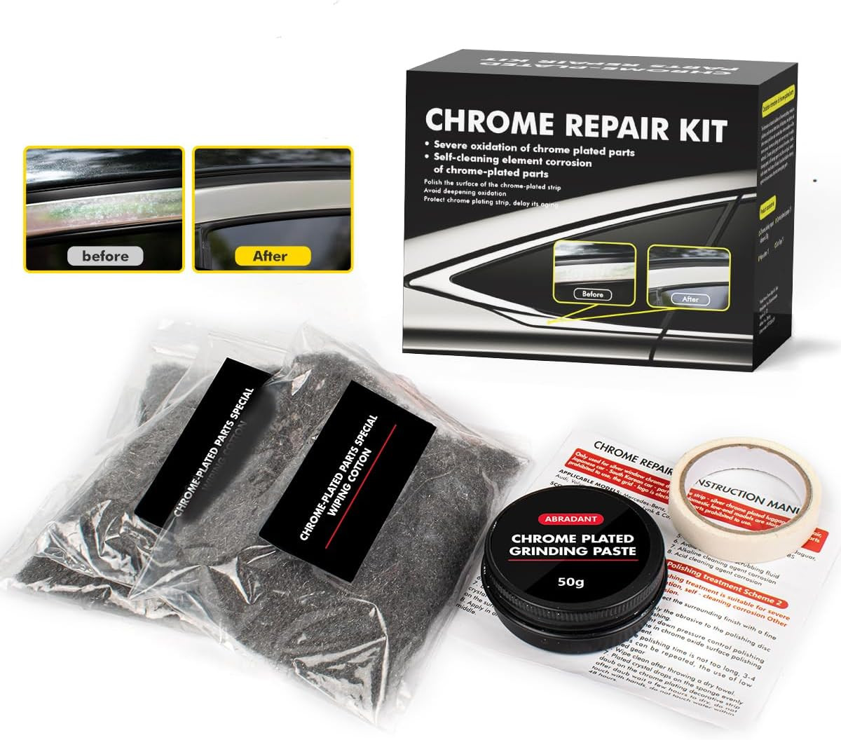 Metal Polish Restorer and Protectant, Chrome Cleaner and Polish for Cars, Remove