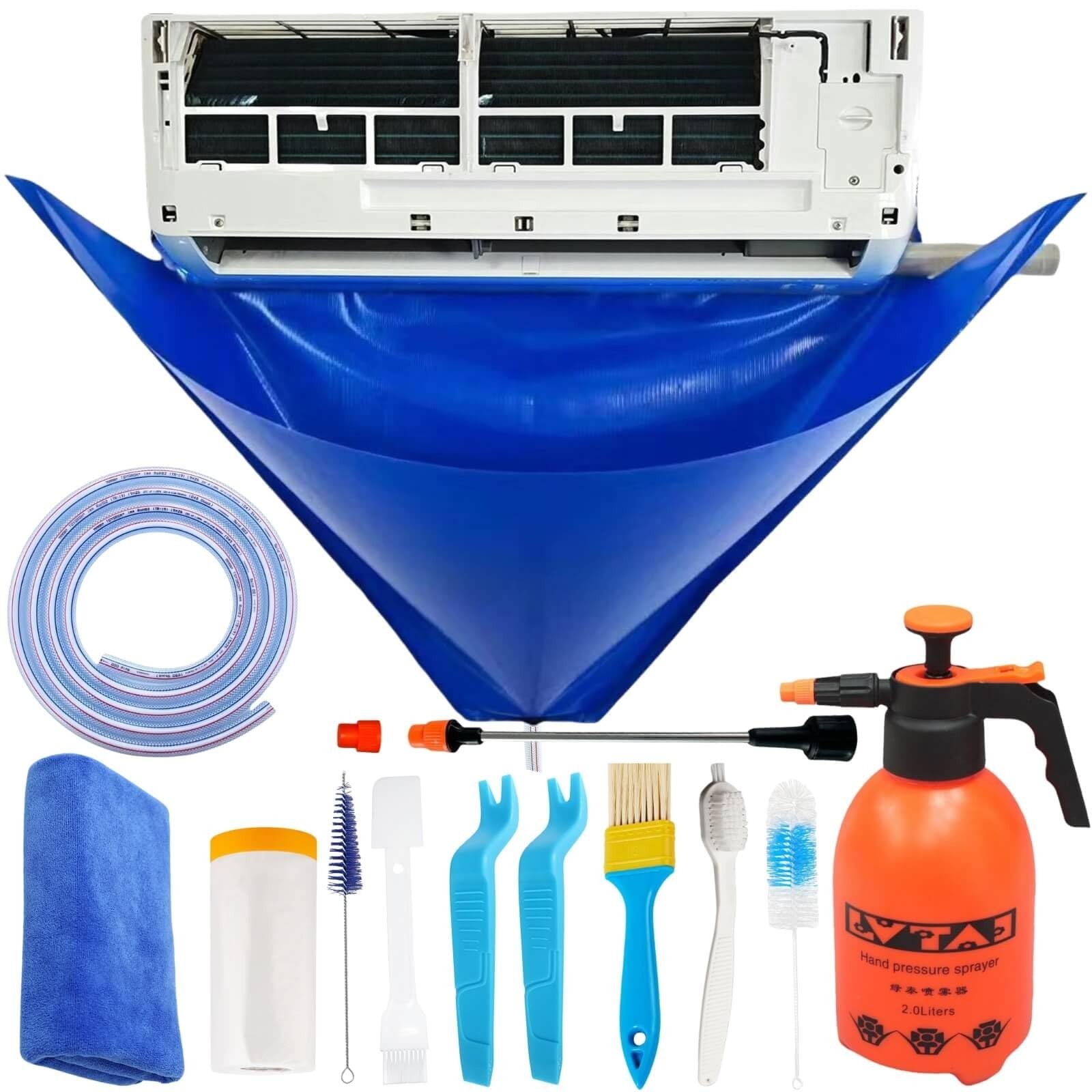 13Pcs Mini Split AC Cleaning Kit with 2L Sprayer & Waterproof Cover, HVAC Tools