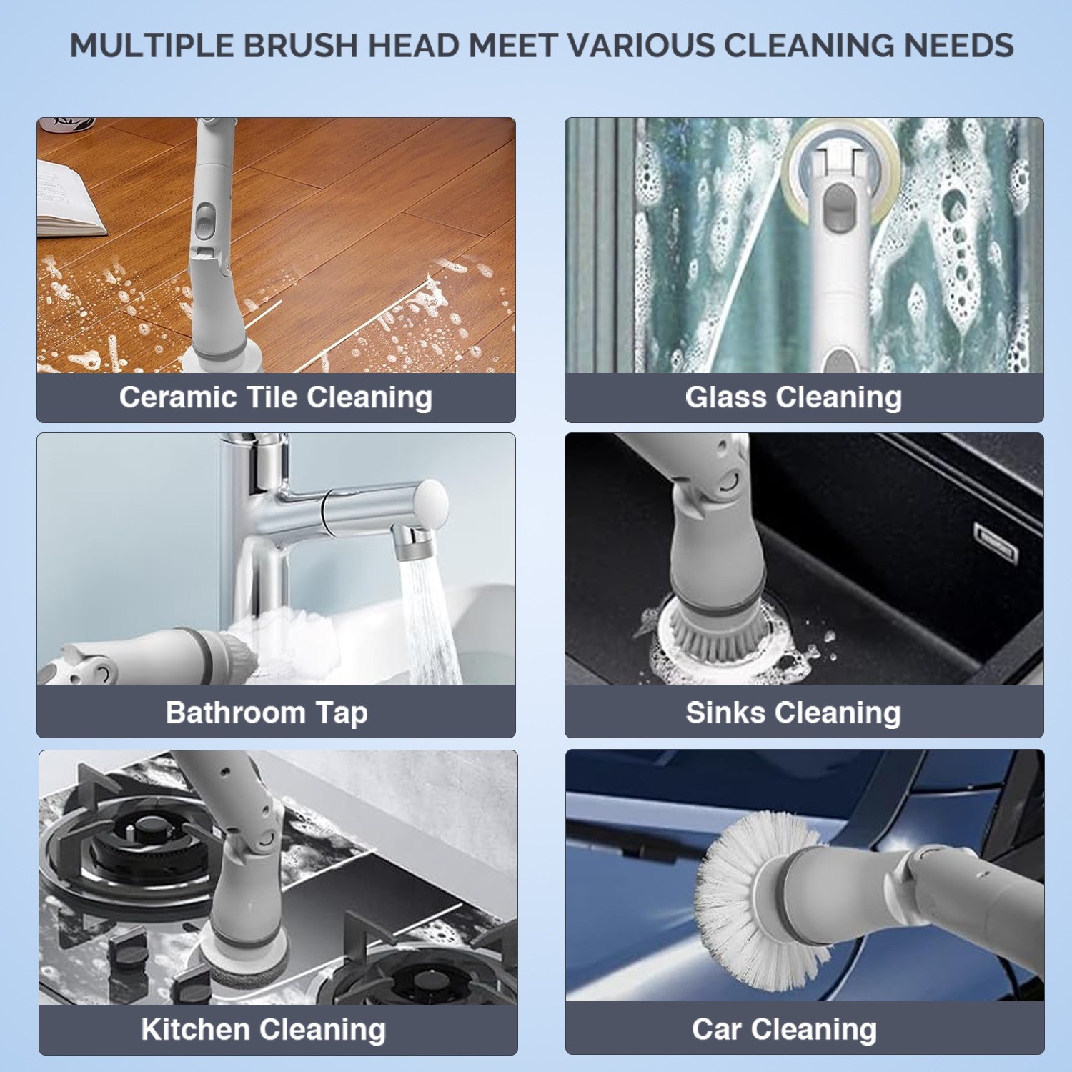 Cordless Floor Replaceable Shower Cleaning Brush Electric Spin Scrubber