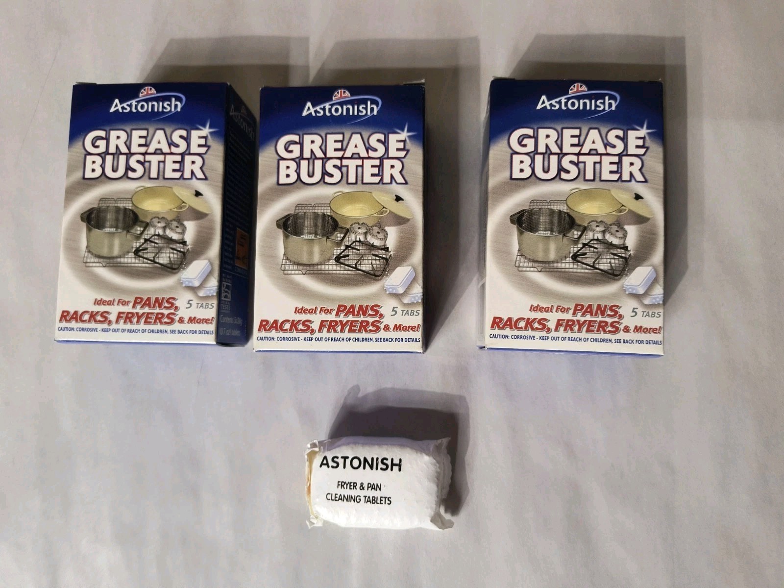 ASTONISH Grease Buster Lot of 16 Tablets (3 Full Boxes) – Pans Racks Fryers NEW