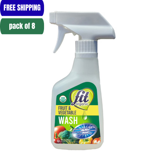 Fit Organic Produce Wash 12 oz Spray Pack of 8 | Fruit & Vegetable Cleaner