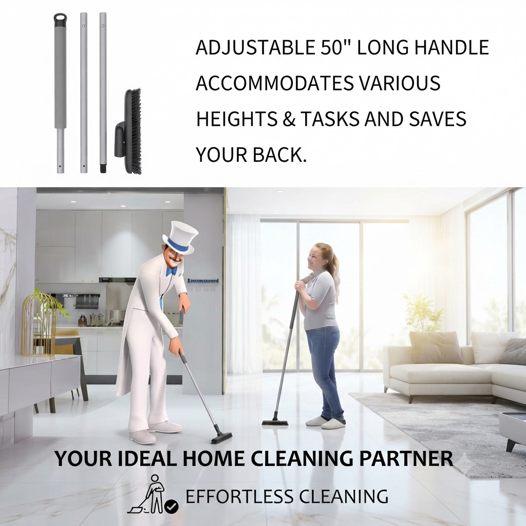 Heavy Duty Grout Scrub Brush with Long Handle – Tile Floor & Bathroom Scrubber