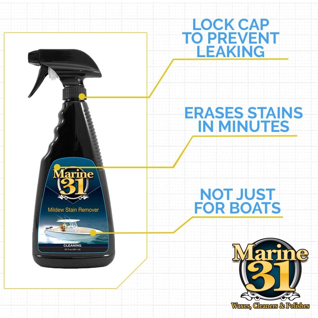 Mildew Stain Remover & Cleaner for Boats, Homes, Patios, Bathrooms – 20oz (2-Pac