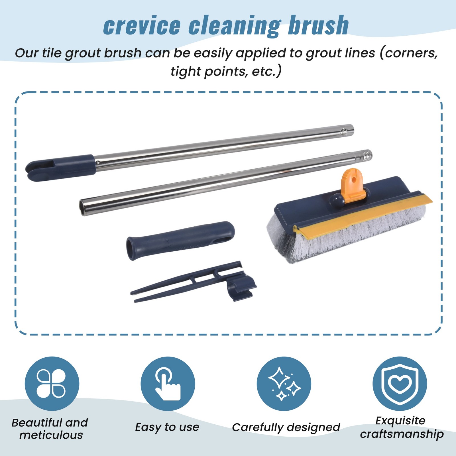 Long-Handled Floor Brush, Multi-Functional Scraping and Cleaning Brush,9833