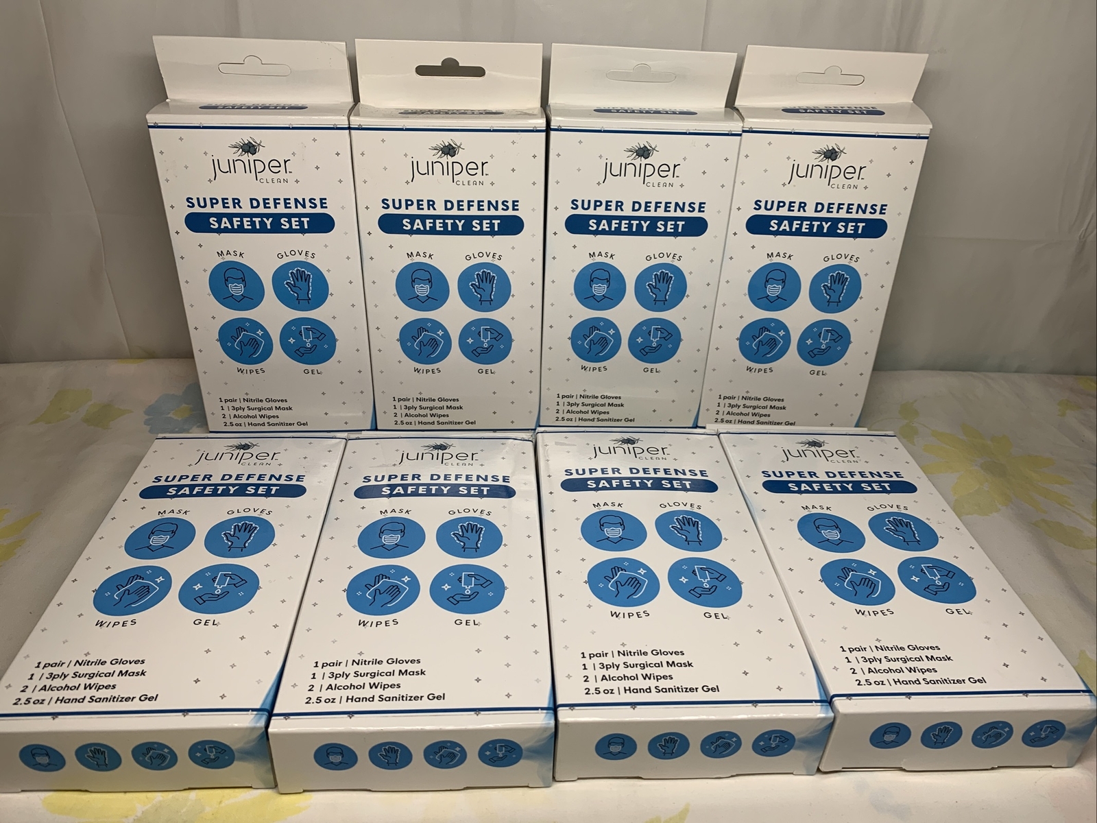 Juniper Safety Set Mask Gloves Wipes Wipes Gel Lot Of 8 Super Defense Clean