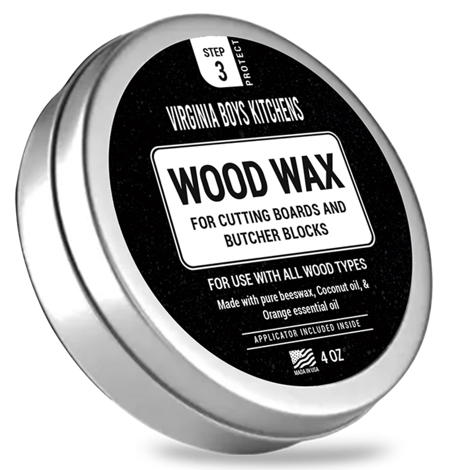 Wood Wax – Applicator included – made with Coconut Oil and Beeswax – Food – f…