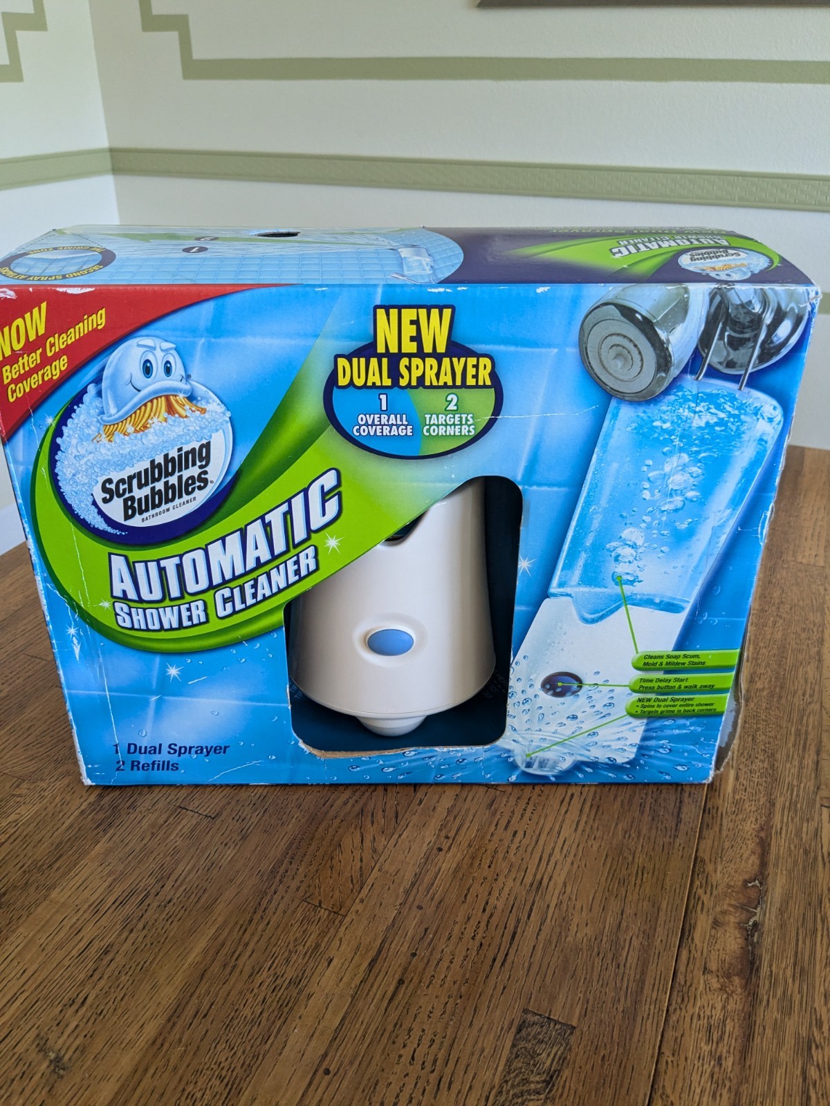 New Scrubbing Bubbles Automatic Shower Cleaner Dual Sprayer W 2 Refills. Read
