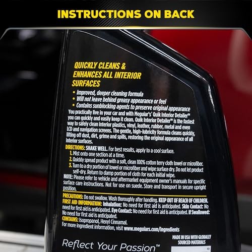 Meguiar’s Quik Interior Detailer Cleaner 24 Fl Oz Interior Car Cleaner Spray