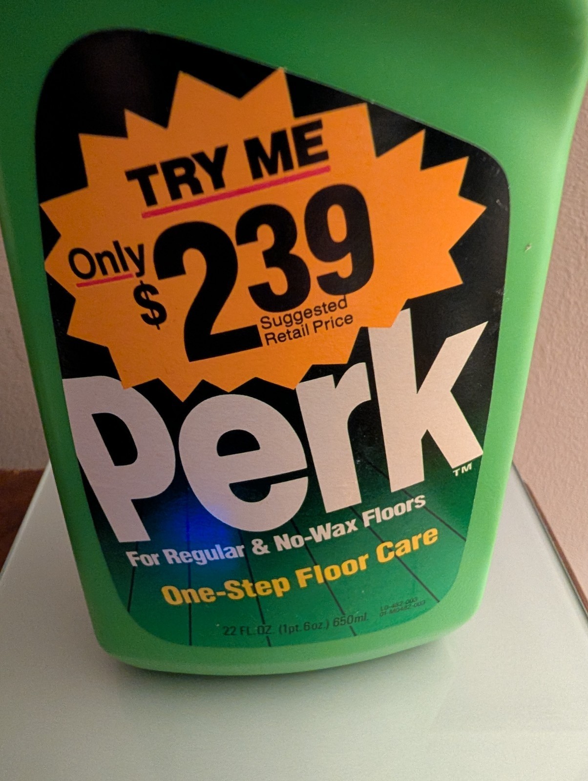 Perk One Step Floor Care Regular And No Wax Floor 22 Oz Vintage Green Bottle 90s