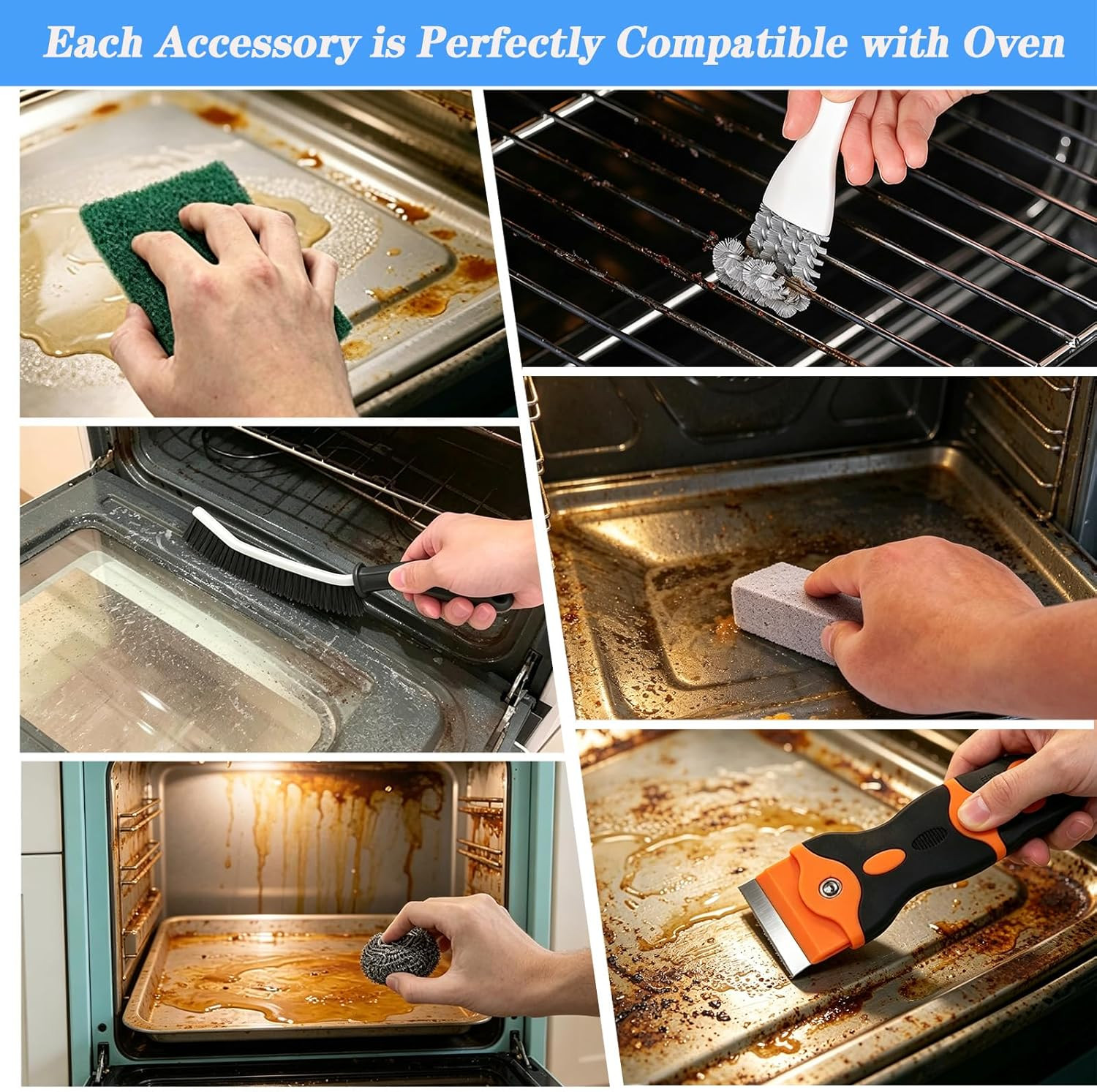 Heavy Duty Oven Cleaner Tools, 12 Pcs Oven Cleaning Accessories, Oven Cleanin…