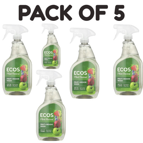 ECOS® Plant Powered Fruit + Veggie Wash – 22 fl oz (650 ml) – Pack of 5