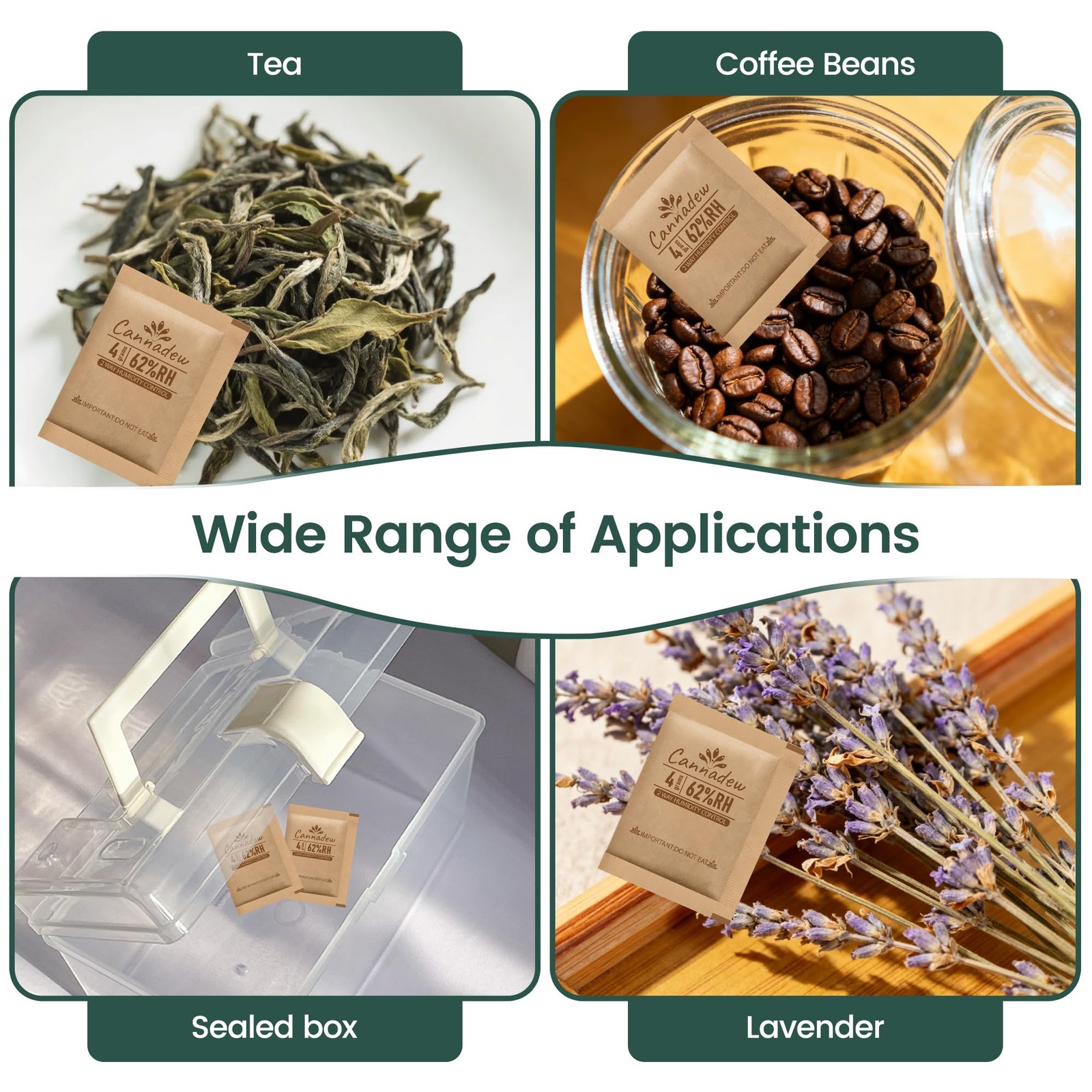 62% RH,4 Gram (10 pcs) Two-Way Humidity Control Packs, Kraft Paper Wrapped