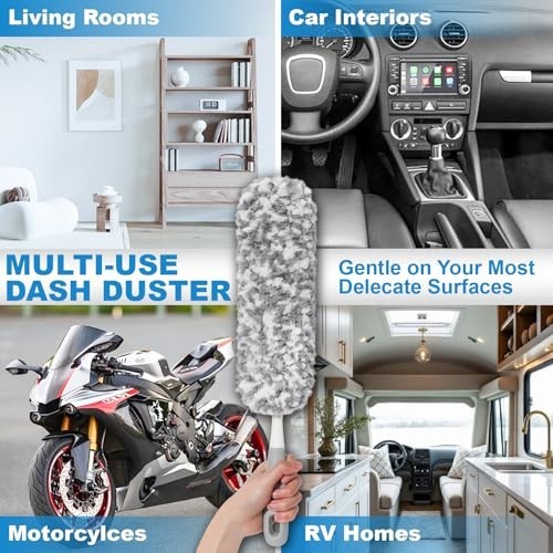 12″ Microfiber Car Duster Interior Detail Brush Dash Vent Dust Cleaner Tool