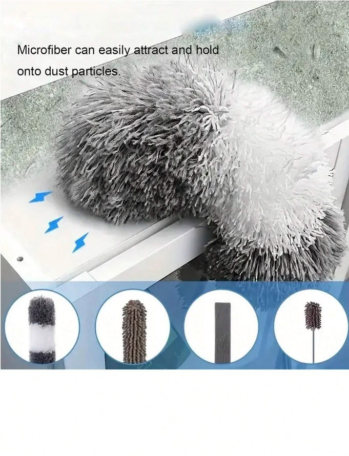 7Pcs Microfiber Duster Set Extendable Bendable Cleaning Wand Ceiling Fan Duster