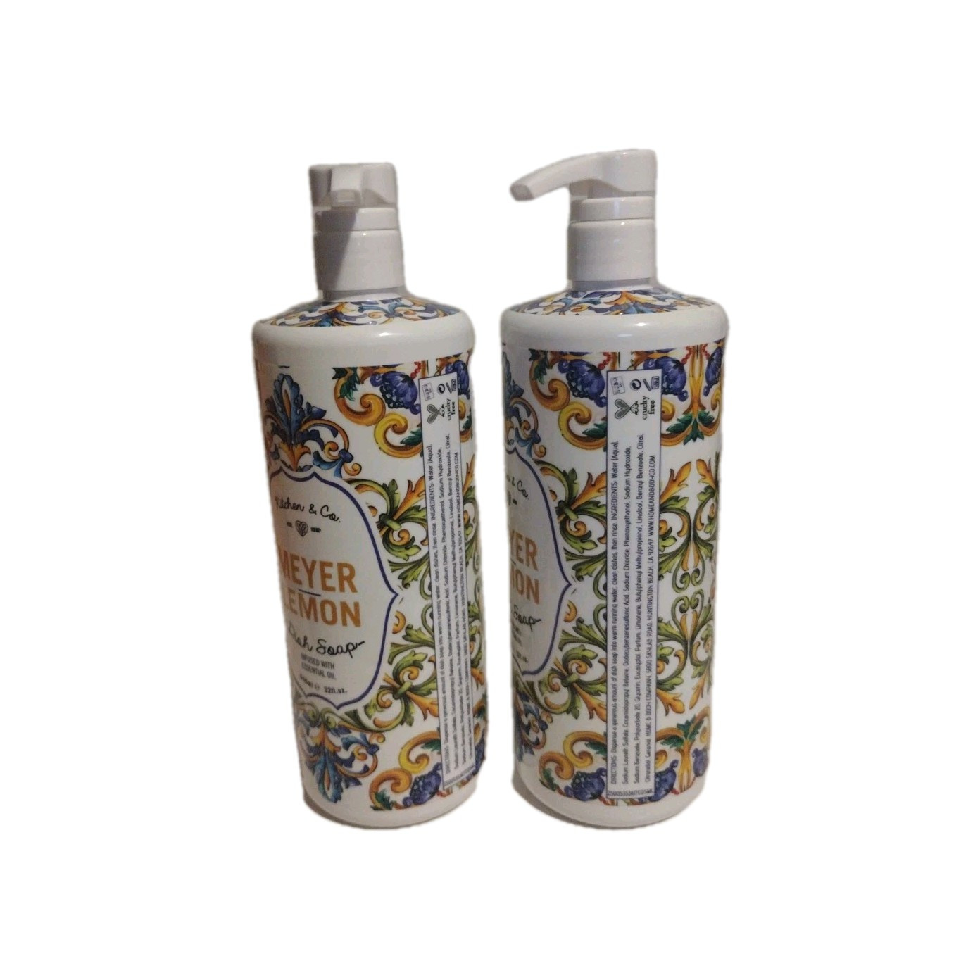 Pack Of 2 Meyer Lemon Dish Soap Kitchen & Co with Essential Oil 32 fl oz Each