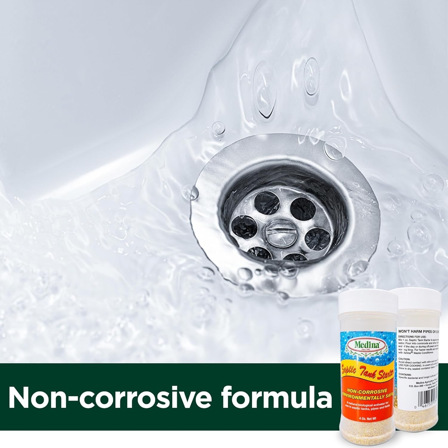 Medina Septic Tank Starter – Digests Grease in Septic Systems 4 oz Bottle