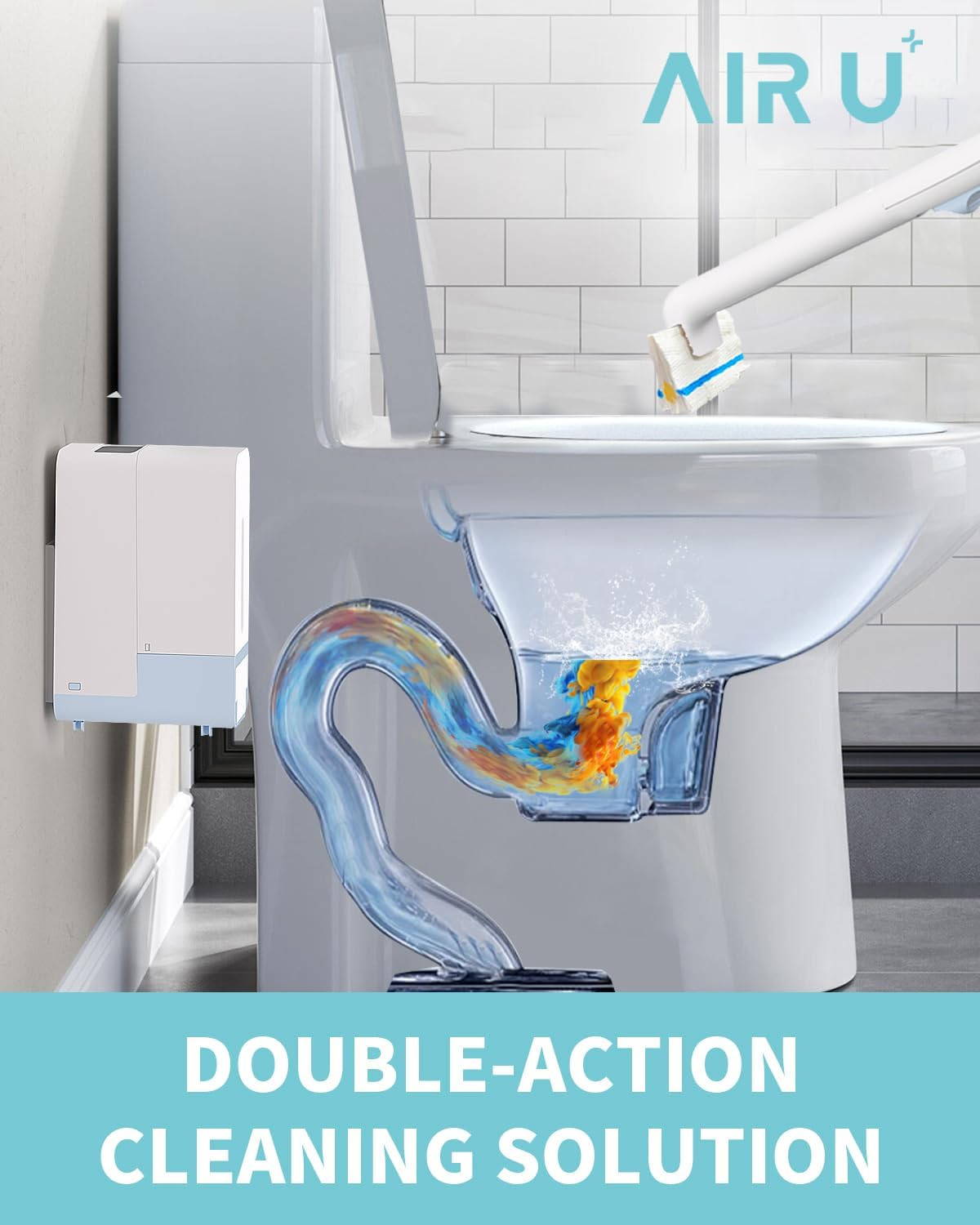 Disposable Toilet Brush Wand for Scrubbing Bubbles Flushable Refills, Wall Mount