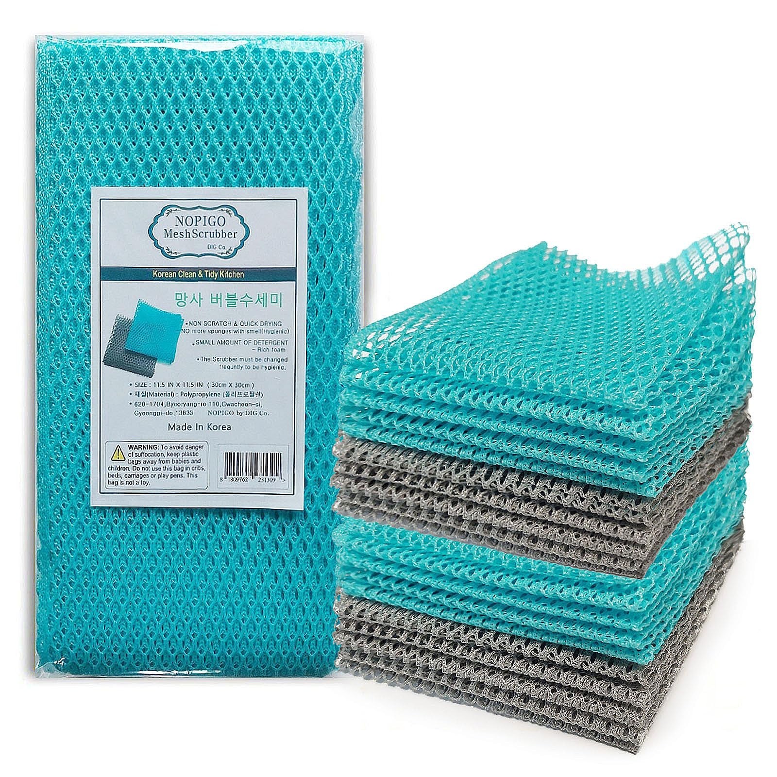 Quick-Dry Dish Washing Net Scrubber – Innovative Mesh Cloth, No Smell, 11.5×11.5