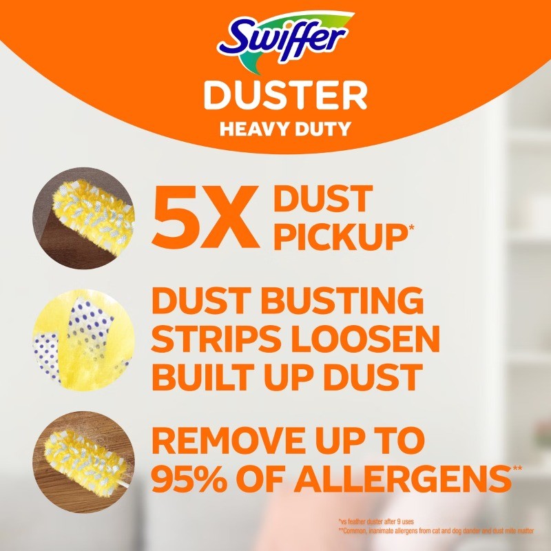 Swiffer Dusters Heavy Duty Extendable Handle Dusting Kit (4 Duster Refill) – 5pc