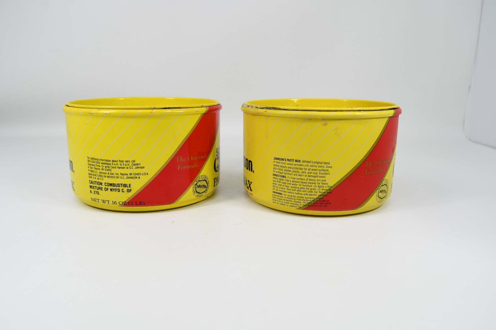 SC Johnson Paste Wax Discontinued Original Formula 2 Used Half Empty Cans