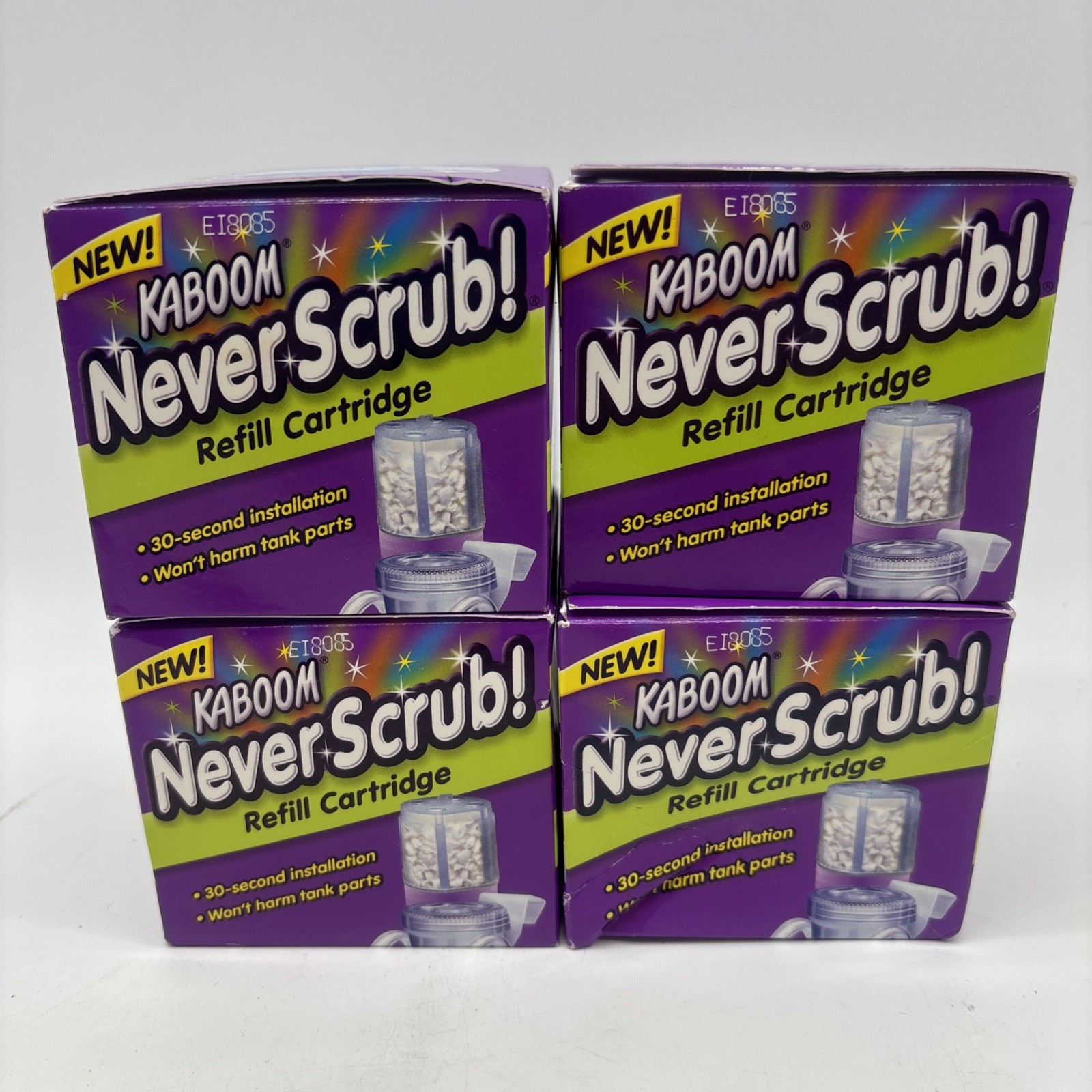 Kaboom [Orange Glo] Never Scrub! No-Clean Toilet Cartridge Refills – Lot of 4