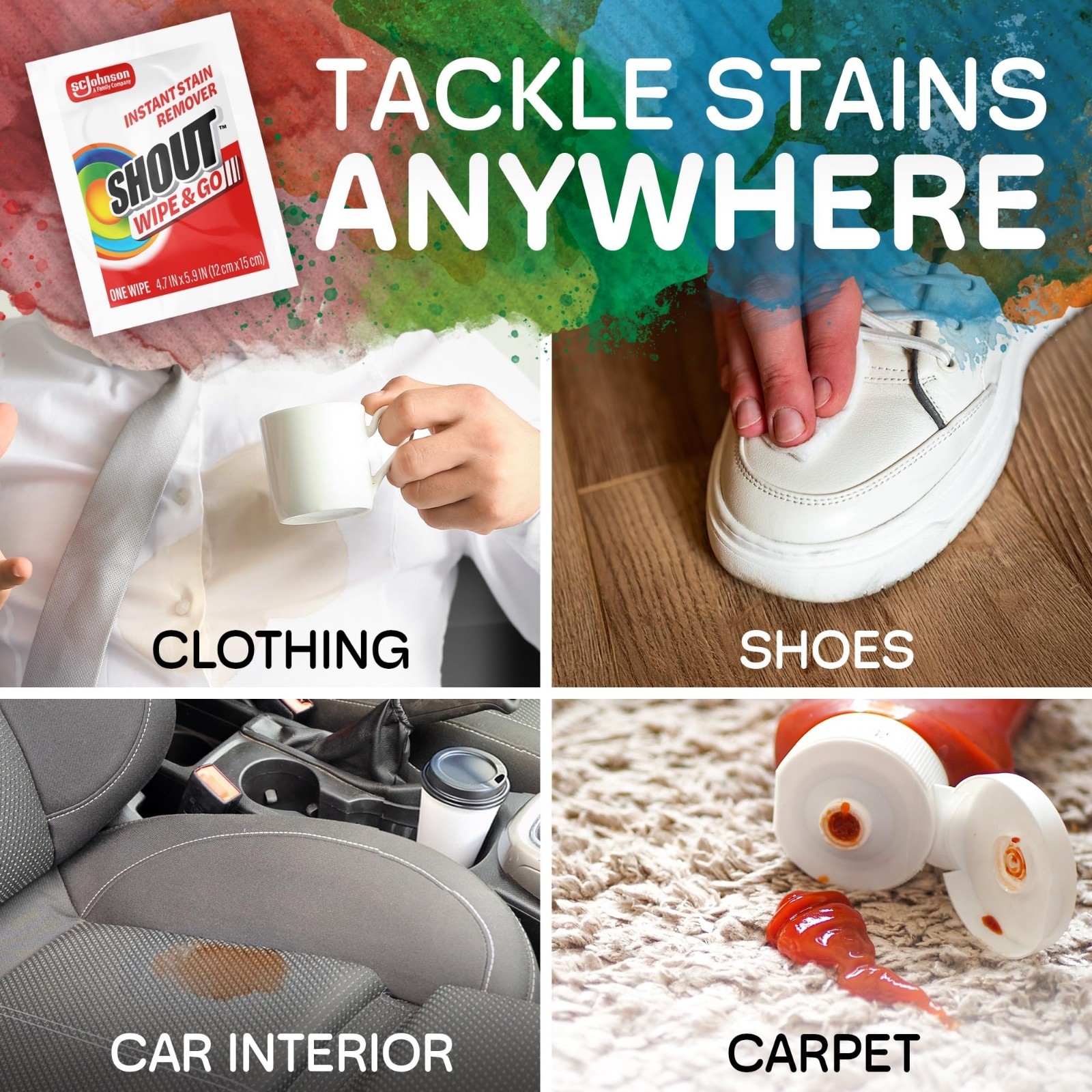 Instant Stain Remover Wipes – No Wash Needed, Safe for Colors, Travel & Diaper B