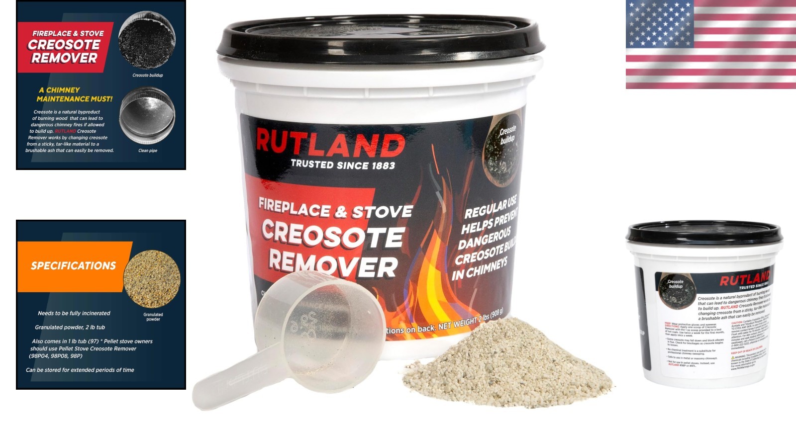 Rutland Fireplace & Chimney Cleaner – 2 lb Granular Creosote Remover with Cherry