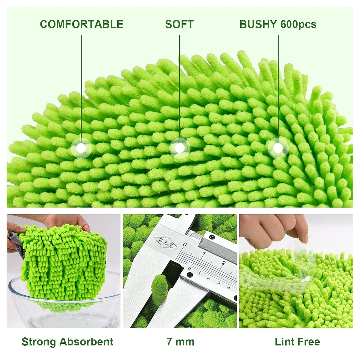 62″ Car Wash Brush Kit Mitt Mop Sponge with Long Handle Chenille Microfiber Car