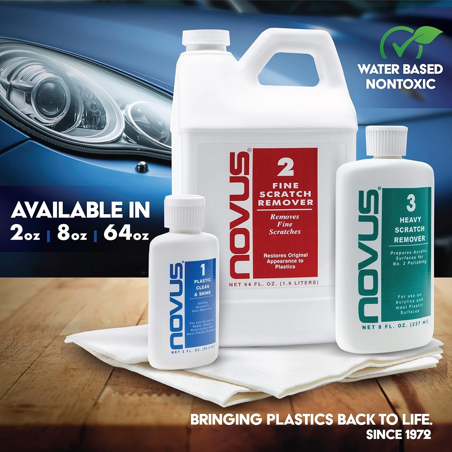 NOVUS Plastic Polish Kit Fine Scratch Remover Cleaner for Acrylic Plexiglass