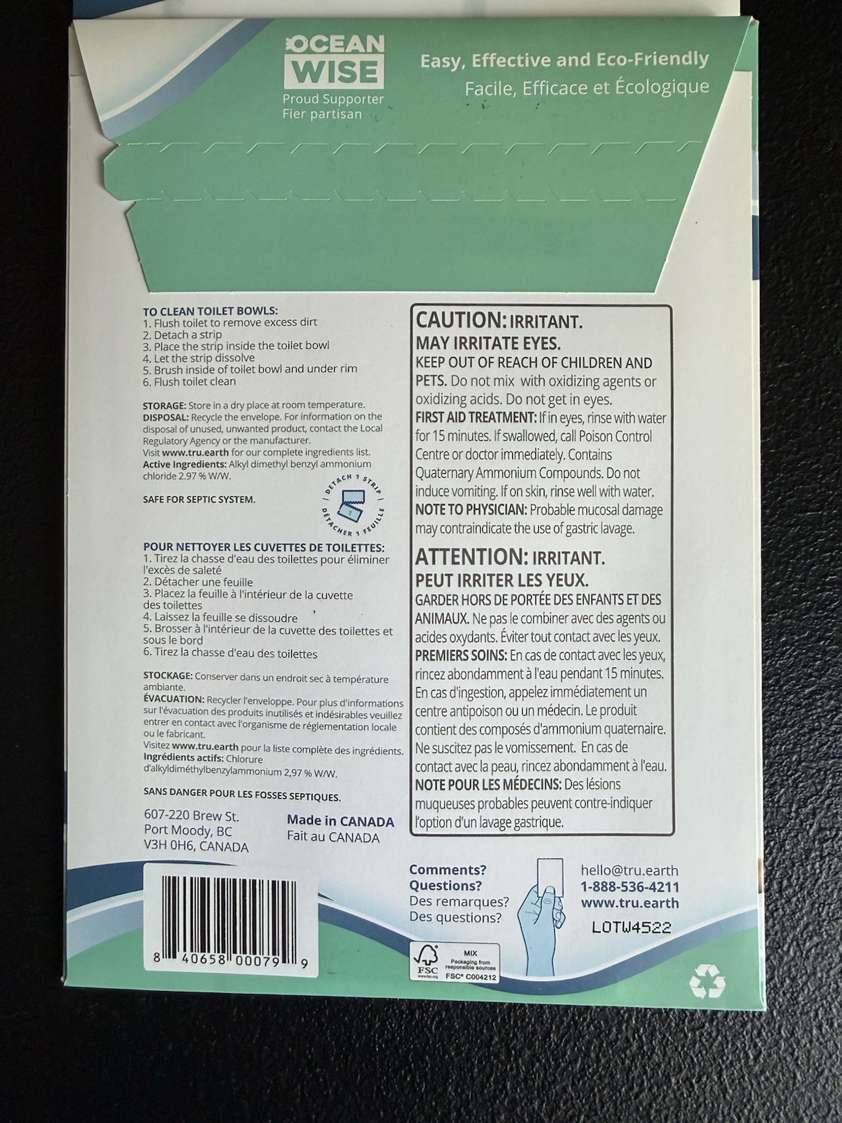 2 Packs TRU EARTH Eco-Strips Toilet Bowl Cleaner 12 Each, 24 Total Strips