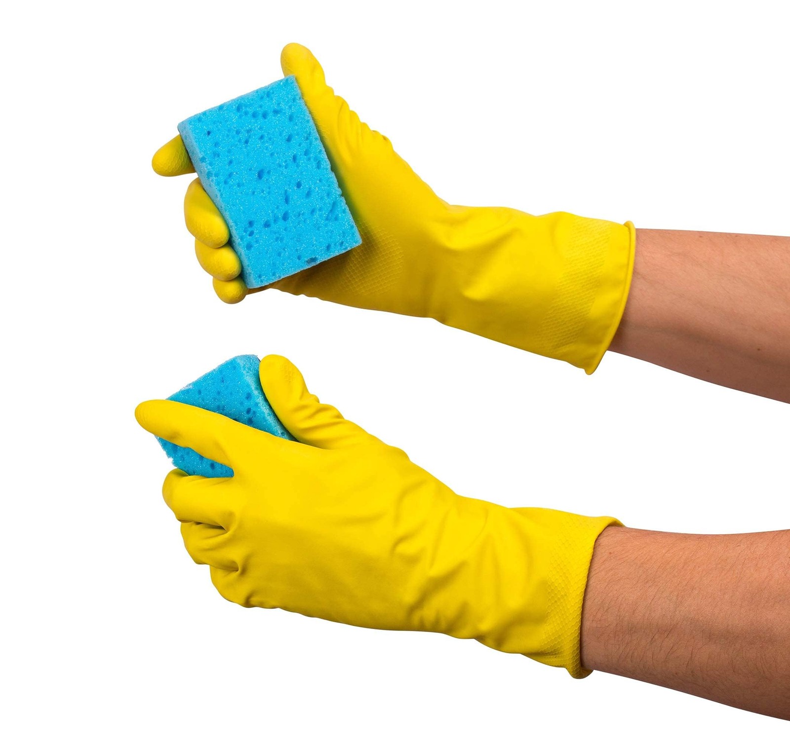 SteadMax 1 Pair Cleaning Gloves, Reusable Natural Rubber Dish Small, Yellow