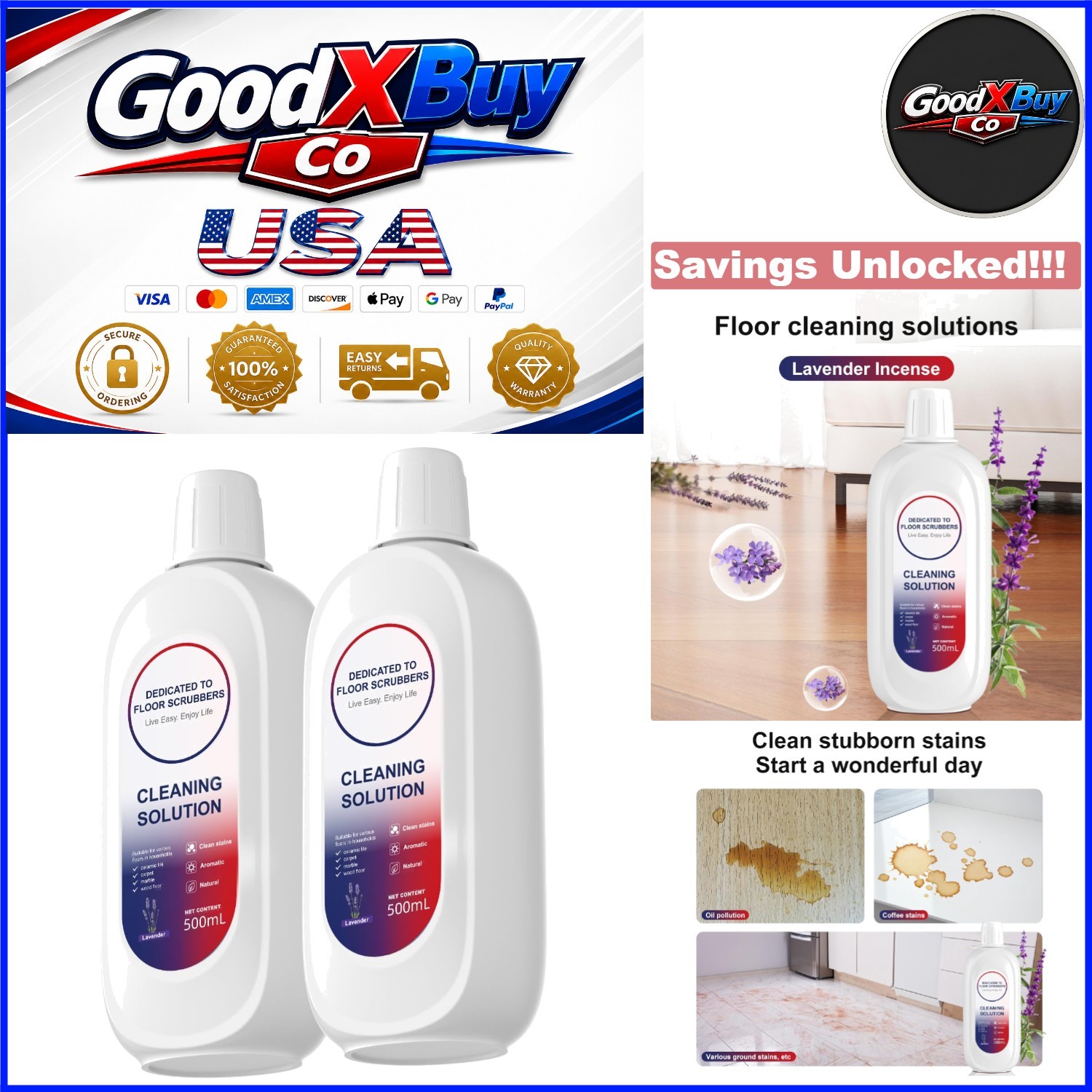 Tineco Floor Cleaning Solution Lavender 2Bottle for Hard Floors Pets Kids Safe