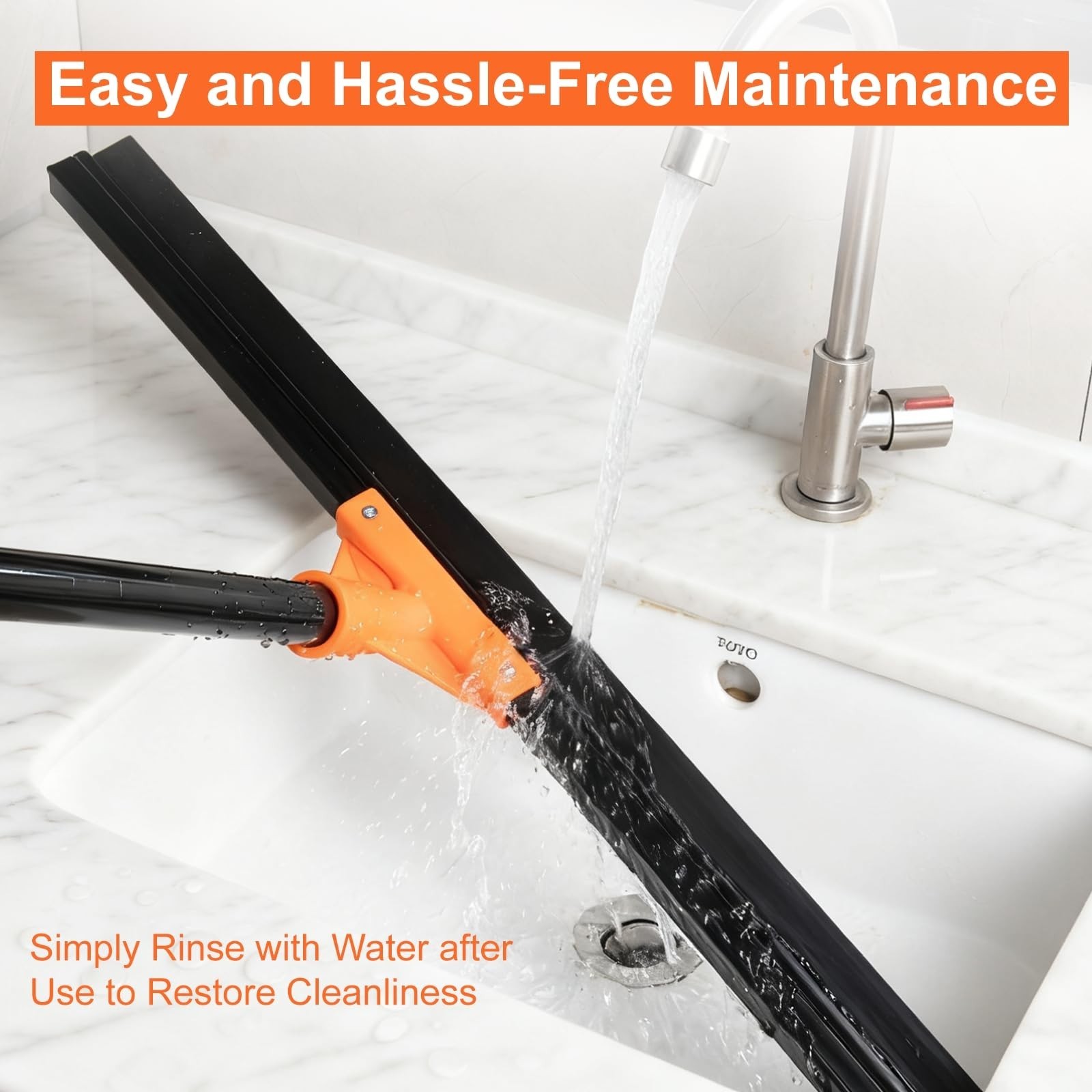 Heavy Duty 18″ Floor Squeegee with Long Handle – Rubber Wiper for Concrete, Tile